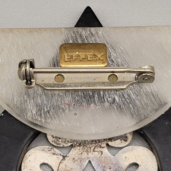 Effex Jewelry New York Mixed Materials Art Deco Style Brooch Safety Clasp Pin - Picture 3 of 5